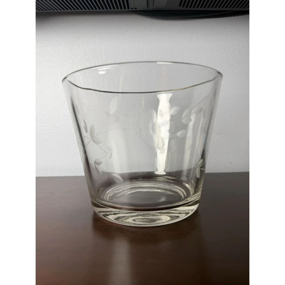 Vintage Princess House Heritage Crystal Ice Bucket Etched Flowers